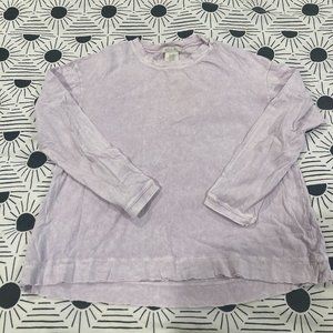 Anthropologie Eri +Ali distressed long sleeve tshirt, lilac purple, size Large
